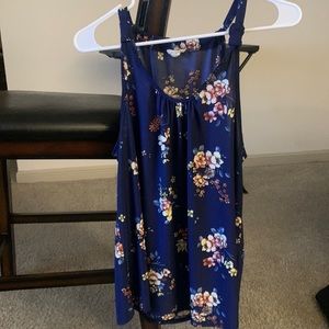 Super  flowy navy blue flower top